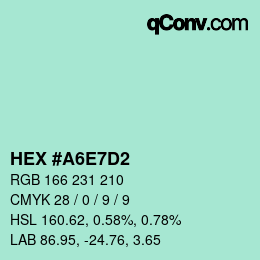 Color code: HEX #A6E7D2 | qconv.com