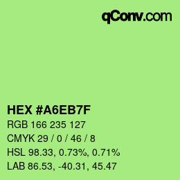 Color code: HEX #A6EB7F | qconv.com