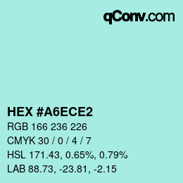 Color code: HEX #A6ECE2 | qconv.com