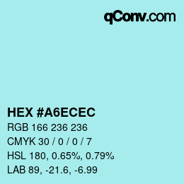 カラーコード: HEX #A6ECEC | qconv.com