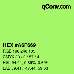 カラーコード: HEX #A6F669 | qconv.com