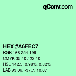 カラーコード: HEX #A6FEC7 | qconv.com