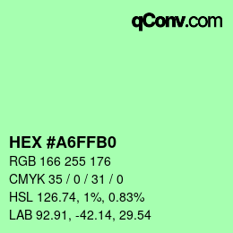 Color code: HEX #A6FFB0 | qconv.com