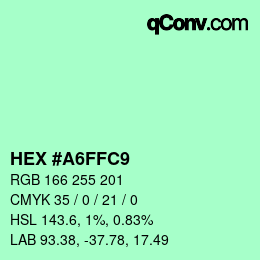 Color code: HEX #A6FFC9 | qconv.com
