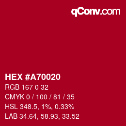 Color code: HEX #A70020 | qconv.com