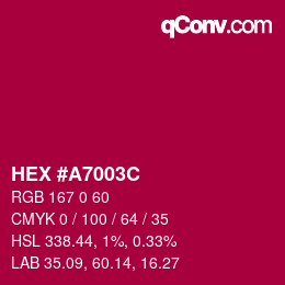 Color code: HEX #A7003C | qconv.com