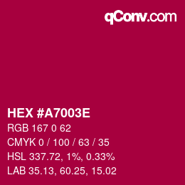 Color code: HEX #A7003E | qconv.com