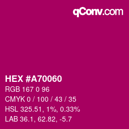 Código de color: HEX #A70060 | qconv.com