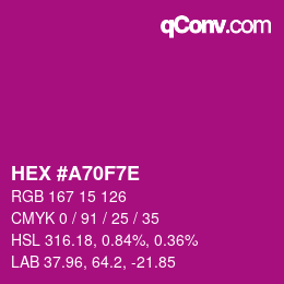 Color code: HEX #A70F7E | qconv.com