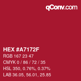 Color code: HEX #A7172F | qconv.com