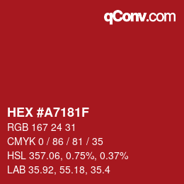Color code: HEX #A7181F | qconv.com
