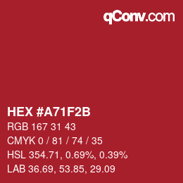 Color code: HEX #A71F2B | qconv.com