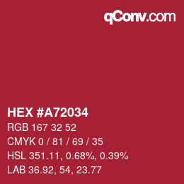 Color code: HEX #A72034 | qconv.com