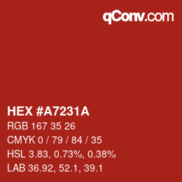 Color code: HEX #A7231A | qconv.com