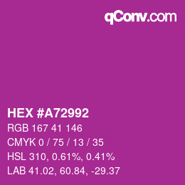 カラーコード: HEX #A72992 | qconv.com
