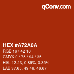 Color code: HEX #A72A0A | qconv.com