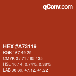 Color code: HEX #A73119 | qconv.com