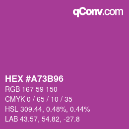 カラーコード: HEX #A73B96 | qconv.com