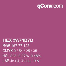 カラーコード: HEX #A74D7D | qconv.com