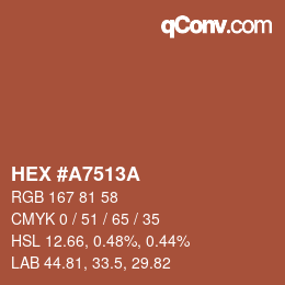 Color code: HEX #A7513A | qconv.com