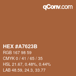 Color code: HEX #A7623B | qconv.com