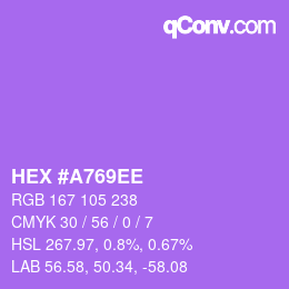 Color code: HEX #A769EE | qconv.com