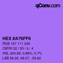 Código de color: HEX #A76FF6 | qconv.com