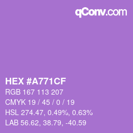 カラーコード: HEX #A771CF | qconv.com