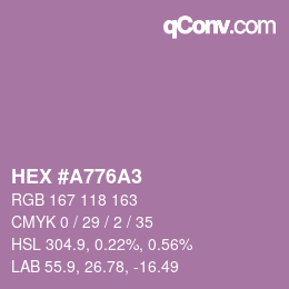 Código de color: HEX #A776A3 | qconv.com