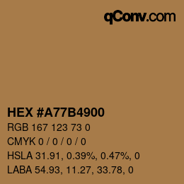 Farbcode: HEX #A77B4900 | qconv.com