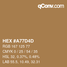 Color code: HEX #A77D4D | qconv.com
