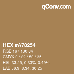 Color code: HEX #A78254 | qconv.com
