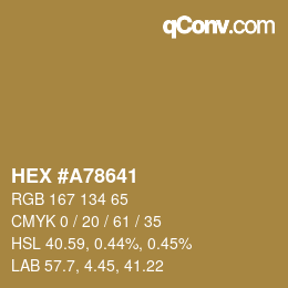 Color code: HEX #A78641 | qconv.com