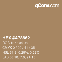 カラーコード: HEX #A78662 | qconv.com