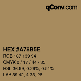 Code couleur: HEX #A78B5E | qconv.com