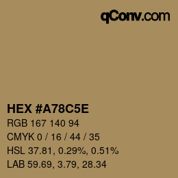 Color code: HEX #A78C5E | qconv.com