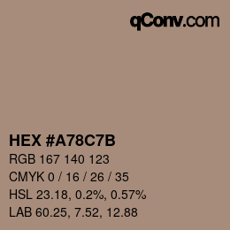 Color code: HEX #A78C7B | qconv.com