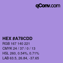 Color code: HEX #A78CDD | qconv.com