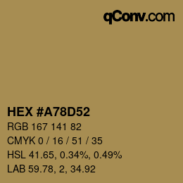 Color code: HEX #A78D52 | qconv.com