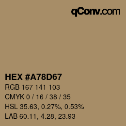 Color code: HEX #A78D67 | qconv.com
