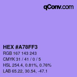 Color code: HEX #A78FF3 | qconv.com