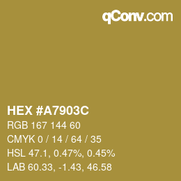 カラーコード: HEX #A7903C | qconv.com