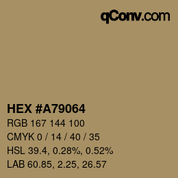 Color code: HEX #A79064 | qconv.com