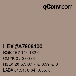 Color code: HEX #A7908400 | qconv.com