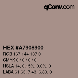 Color code: HEX #A7908900 | qconv.com