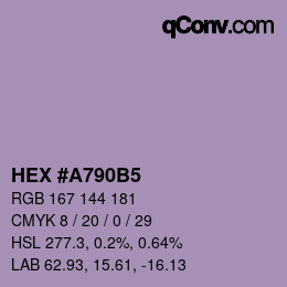 Farbcode: HEX #A790B5 | qconv.com