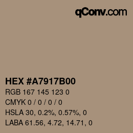 Color code: HEX #A7917B00 | qconv.com