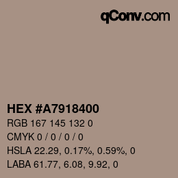 Color code: HEX #A7918400 | qconv.com