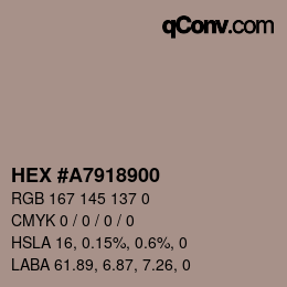 Farbcode: HEX #A7918900 | qconv.com