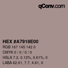 Color code: HEX #A7918E00 | qconv.com